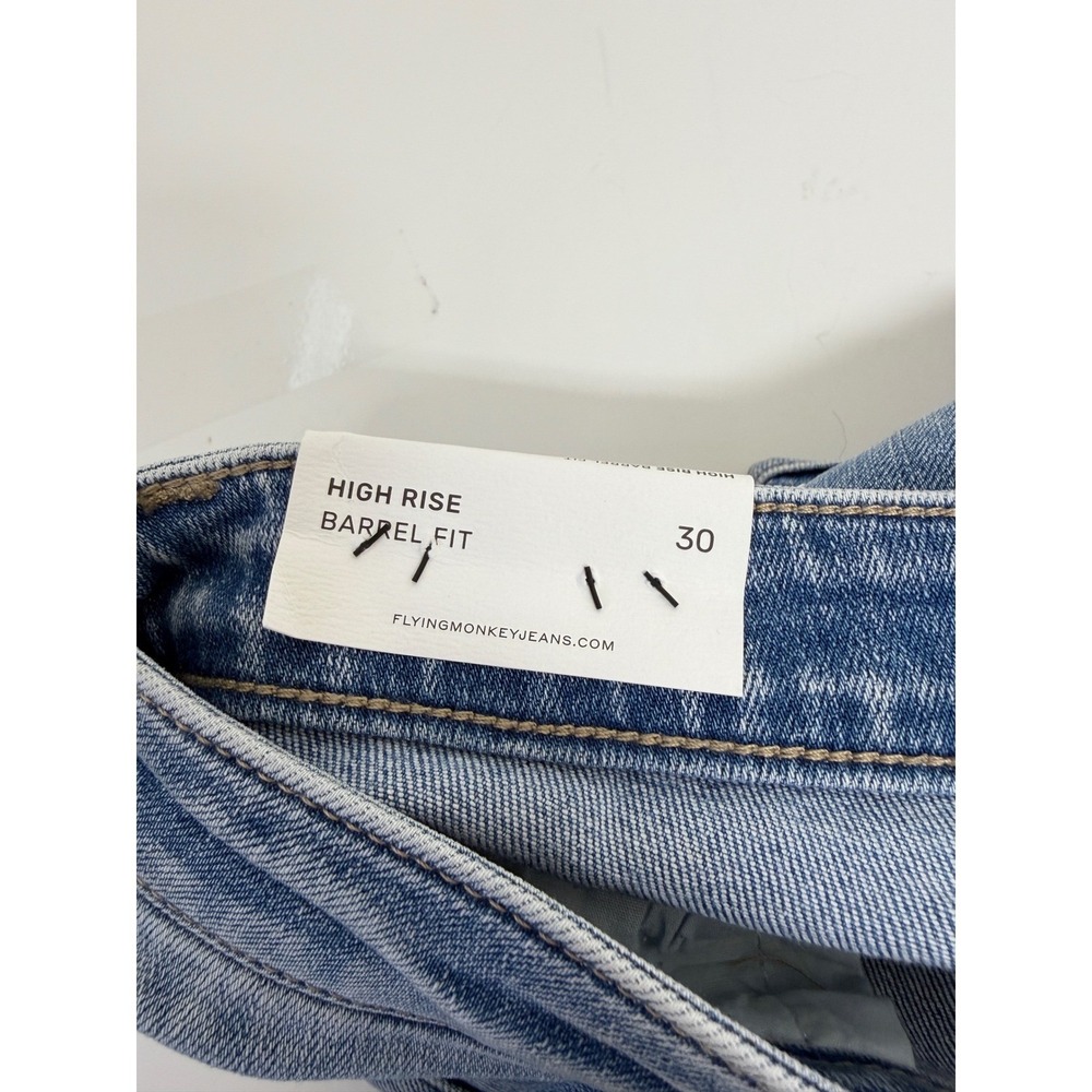 Flying Monkey Barrel Fit Jeans Womens 30 Blue High Rise cuffed Cropped F6199 - Picture 6 of 15
